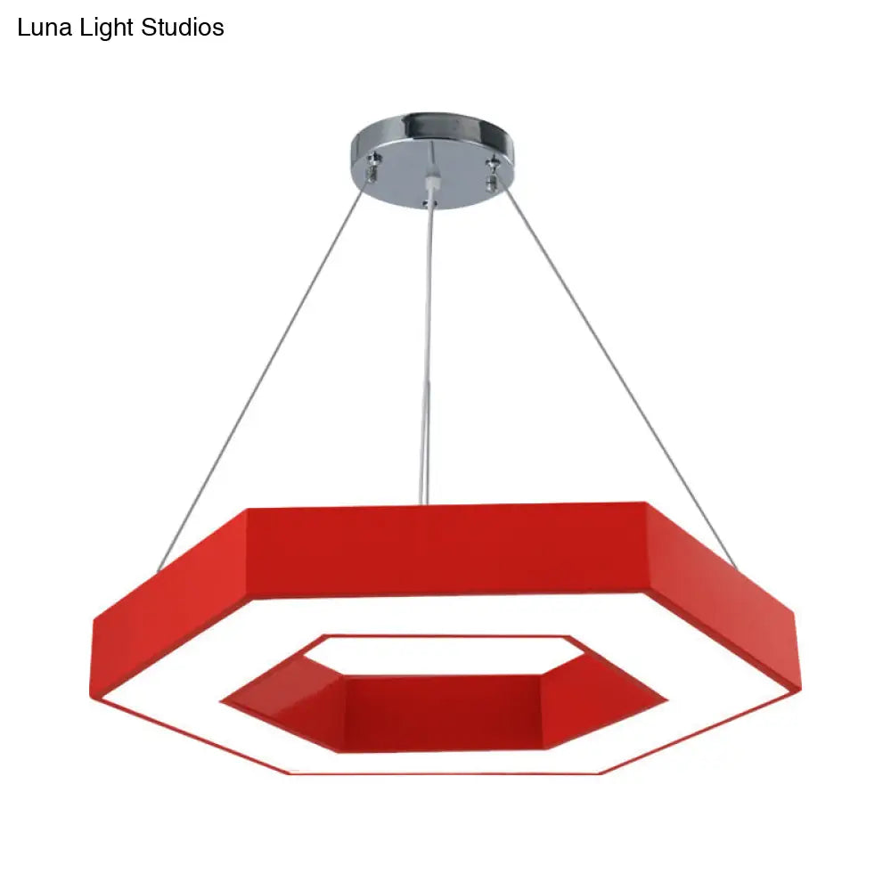 Honeycomb Led Pendant Light In Contemporary Green/Blue/Red With White/Warm/Natural Glow