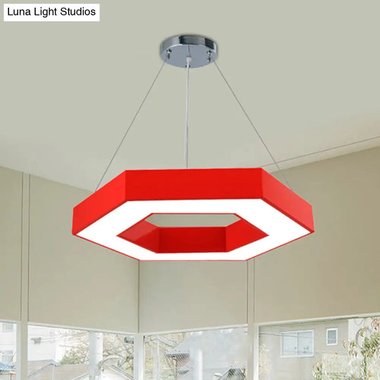 Honeycomb Led Pendant Light In Contemporary Green/Blue/Red With White/Warm/Natural Glow