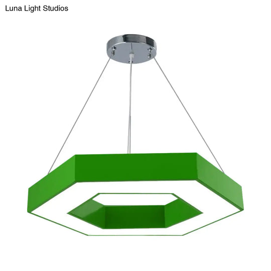 Honeycomb Led Pendant Light In Contemporary Green/Blue/Red With White/Warm/Natural Glow