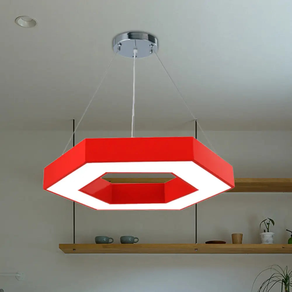 Contemporary Led Honeycomb Pendant Light - Green/Blue/Red In White/Warm/Natural Red / White