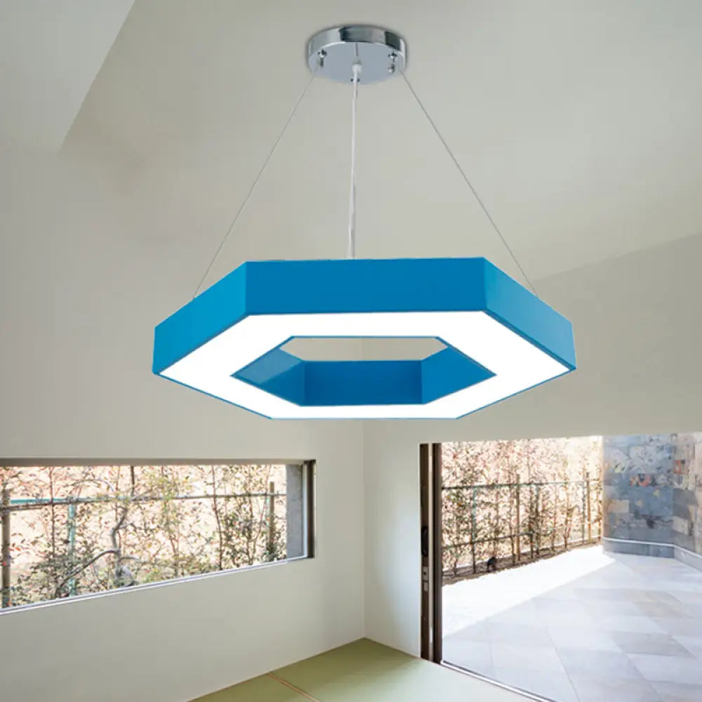 Contemporary Led Honeycomb Pendant Light - Green/Blue/Red In White/Warm/Natural Blue / Natural