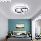 Contemporary Led Indoor Flush Lamp - White Circles Mount Lighting With Star Design Warm/White