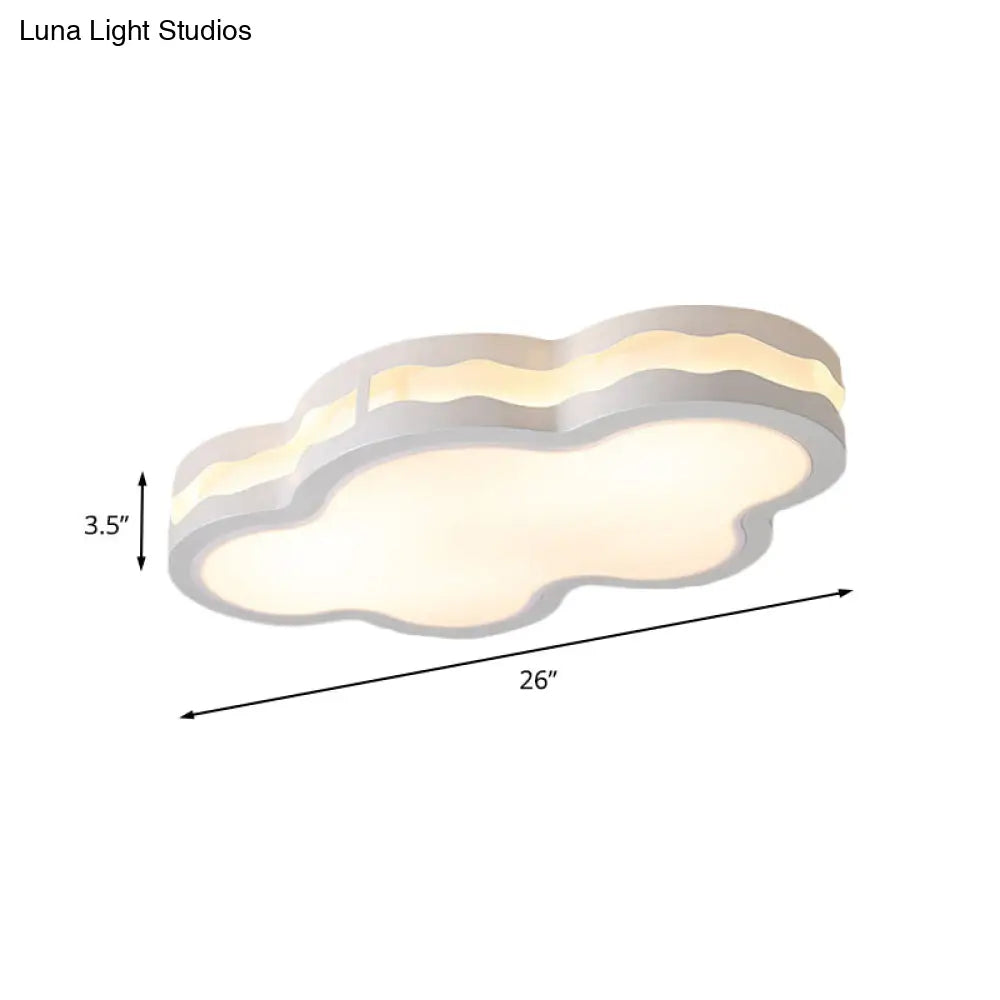 Contemporary Led Iron Flush Mount Light For Childrens Bedroom - White Cloud Design Warm/White