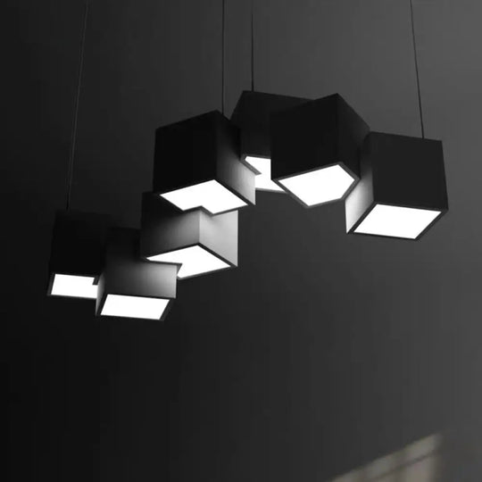 Contemporary Led Island Light Fixture: Metallic Living Room Pendant Black / 25.5