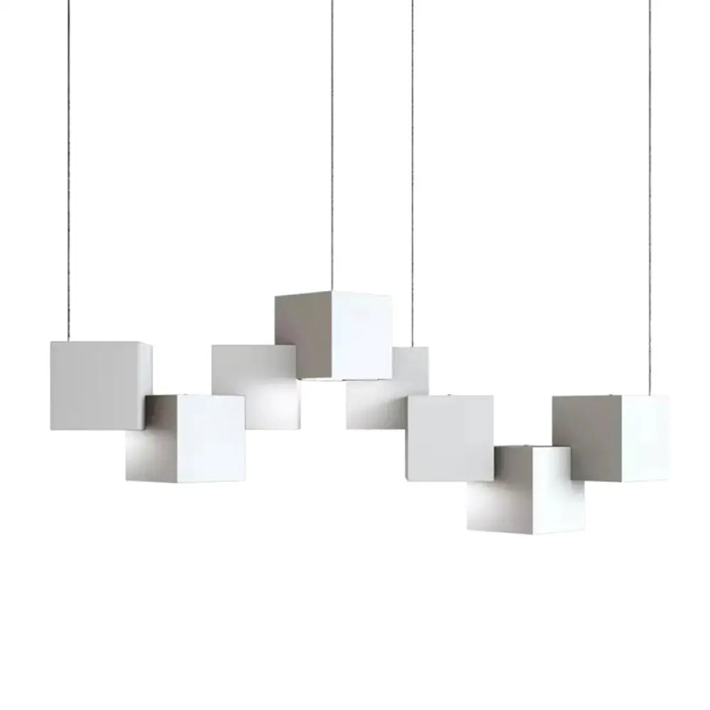 Contemporary Led Island Light Fixture: Metallic Living Room Pendant White / 29.5