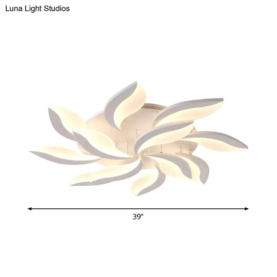 Contemporary Led Leaf Shaped Flushmount Lighting With Acrylic Diffuser - 3/12/15 Lights White