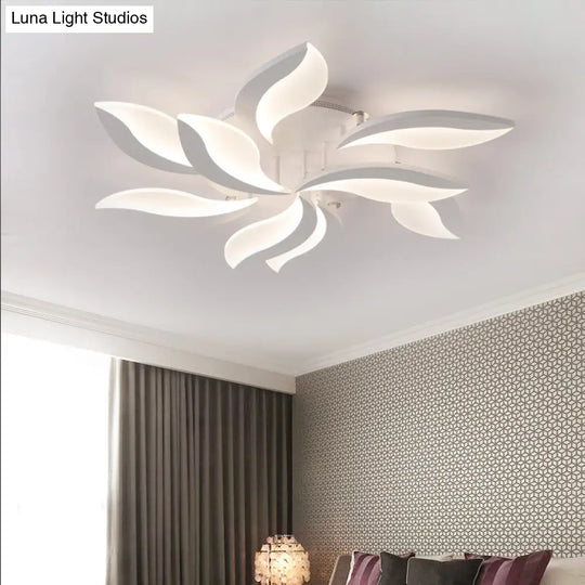 Contemporary Led Leaf Shaped Flushmount Lighting With Acrylic Diffuser - 3/12/15 Lights White