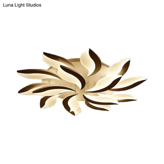 Contemporary Led Leaf Shaped Flushmount Lighting With Acrylic Diffuser - 3/12/15 Lights White