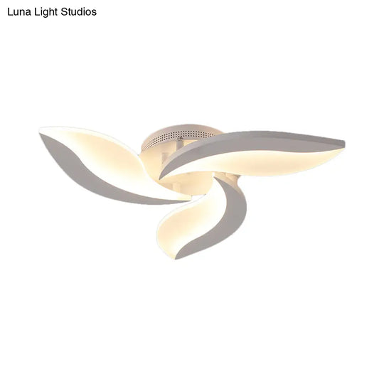 Contemporary Led Leaf Shaped Flushmount Lighting With Acrylic Diffuser - 3/12/15 Lights White