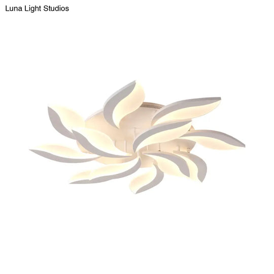 Contemporary Led Leaf Shaped Flushmount Lighting With Acrylic Diffuser - 3/12/15 Lights White