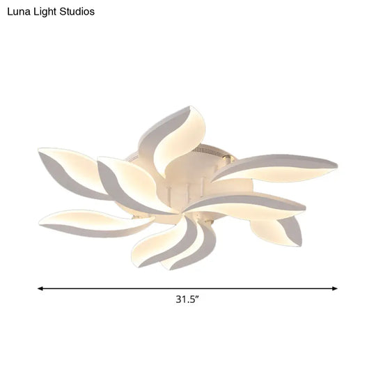 Contemporary Led Leaf Shaped Flushmount Lighting With Acrylic Diffuser - 3/12/15 Lights White