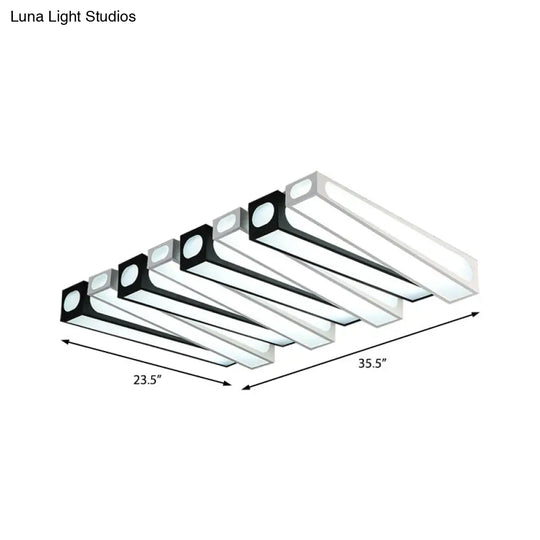 Contemporary Led Linear Flush Mount Ceiling Light In Black And White For Foyer