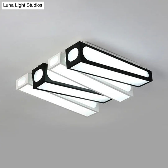 Contemporary Led Linear Flush Mount Ceiling Light In Black And White For Foyer