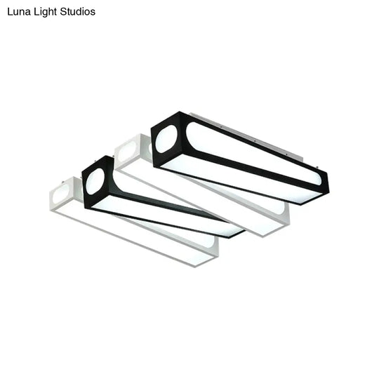 Contemporary Led Linear Flush Mount Ceiling Light In Black And White For Foyer