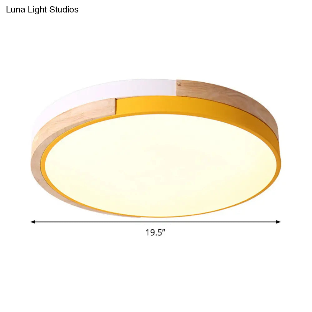 Contemporary Led Metal Circle Flush Light With Acrylic Diffuser In Warm/White - Pink/Yellow/Blue