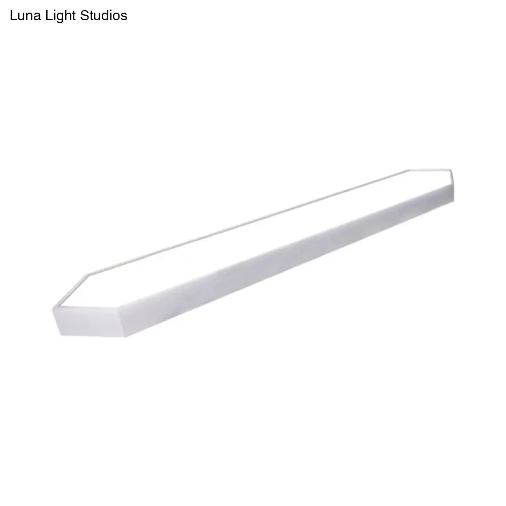 Contemporary Led Metal Strip Flush Mount Lighting - White/Black/Silver 4/8 Wide 3 Light Options