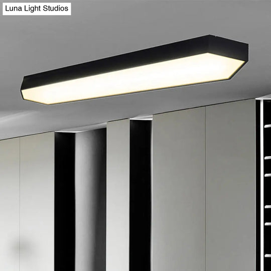 Contemporary Led Metal Strip Flush Mount Lighting - White/Black/Silver 4/8 Wide 3 Light Options