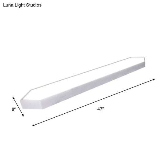 Contemporary Led Metal Strip Flush Mount Lighting - White/Black/Silver 4’/8’ Wide 3 Light Options