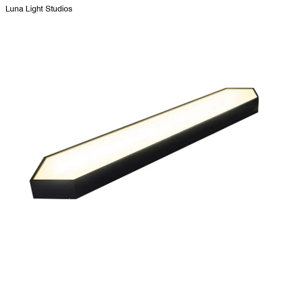Contemporary Led Metal Strip Flush Mount Lighting - White/Black/Silver 4’/8’ Wide 3 Light Options