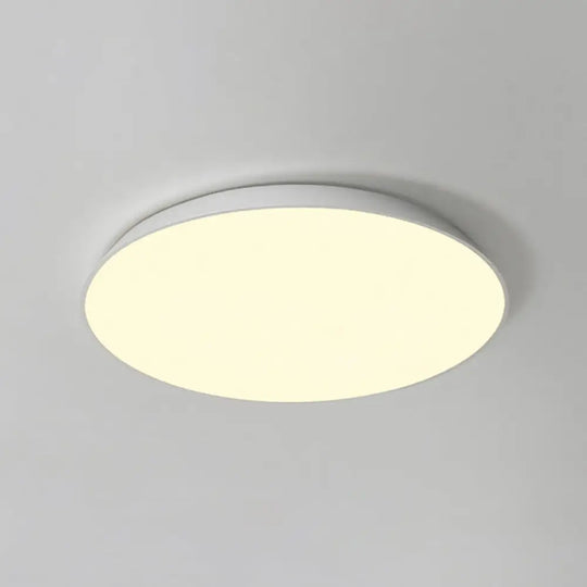 Contemporary Led Metallic Flush Mount Light - White Tray Ceiling Lamp For Bedroom