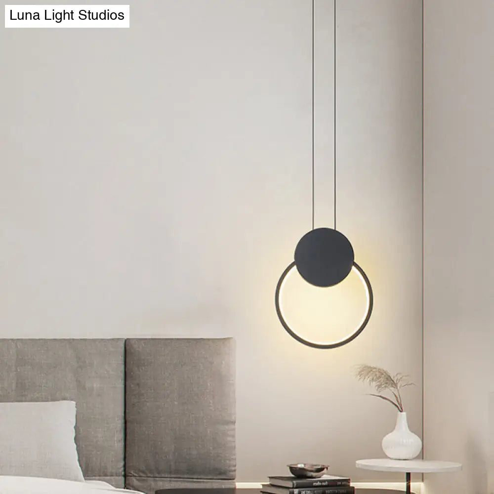 Contemporary Led Mini Pendant Light Kit With Adjustable Metal Shade In Black/White - Warm/White