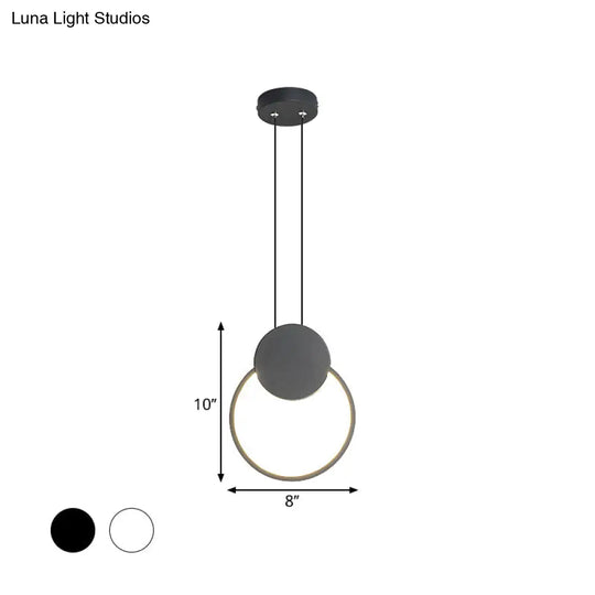 Contemporary Led Mini Pendant Light Kit With Adjustable Metal Shade In Black/White - Warm/White