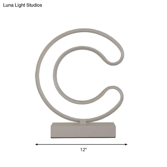 Contemporary Led Nightstand Lamp - White Curvy Book Light With Acrylic Shade Warm/White Option