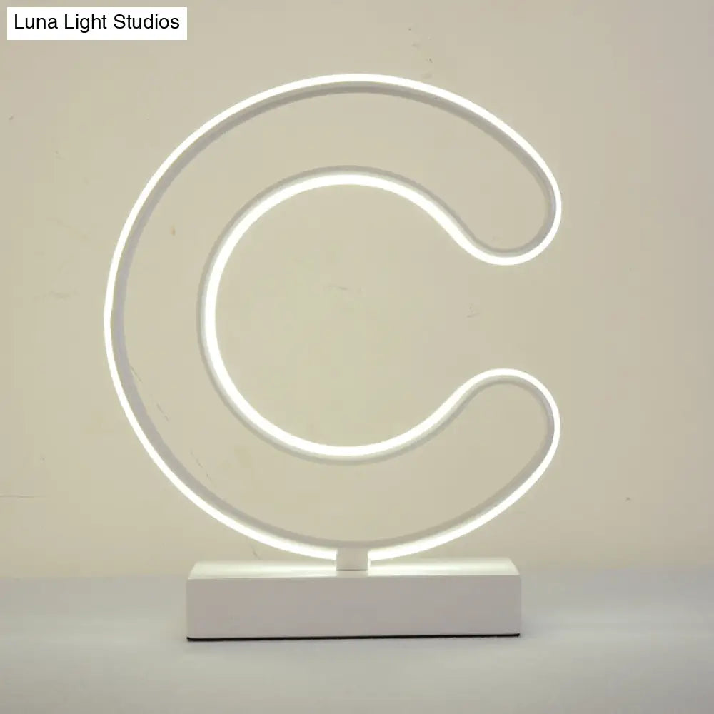 Contemporary Led Nightstand Lamp - White Curvy Book Light With Acrylic Shade Warm/White Option