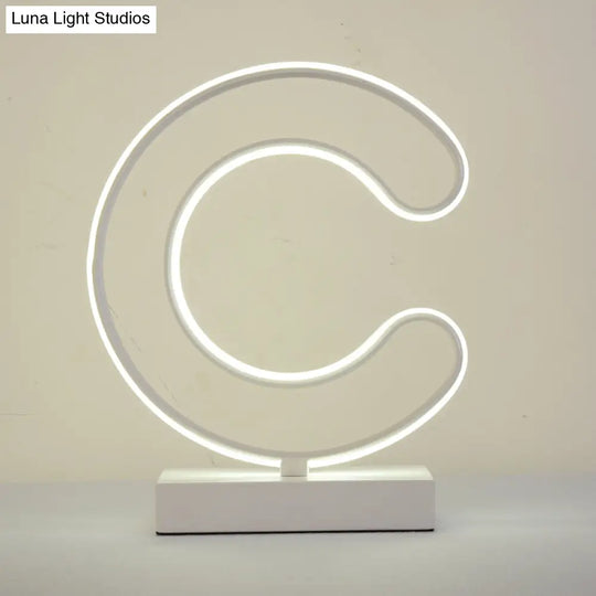 Contemporary Led Nightstand Lamp - White Curvy Book Light With Acrylic Shade Warm/White Option