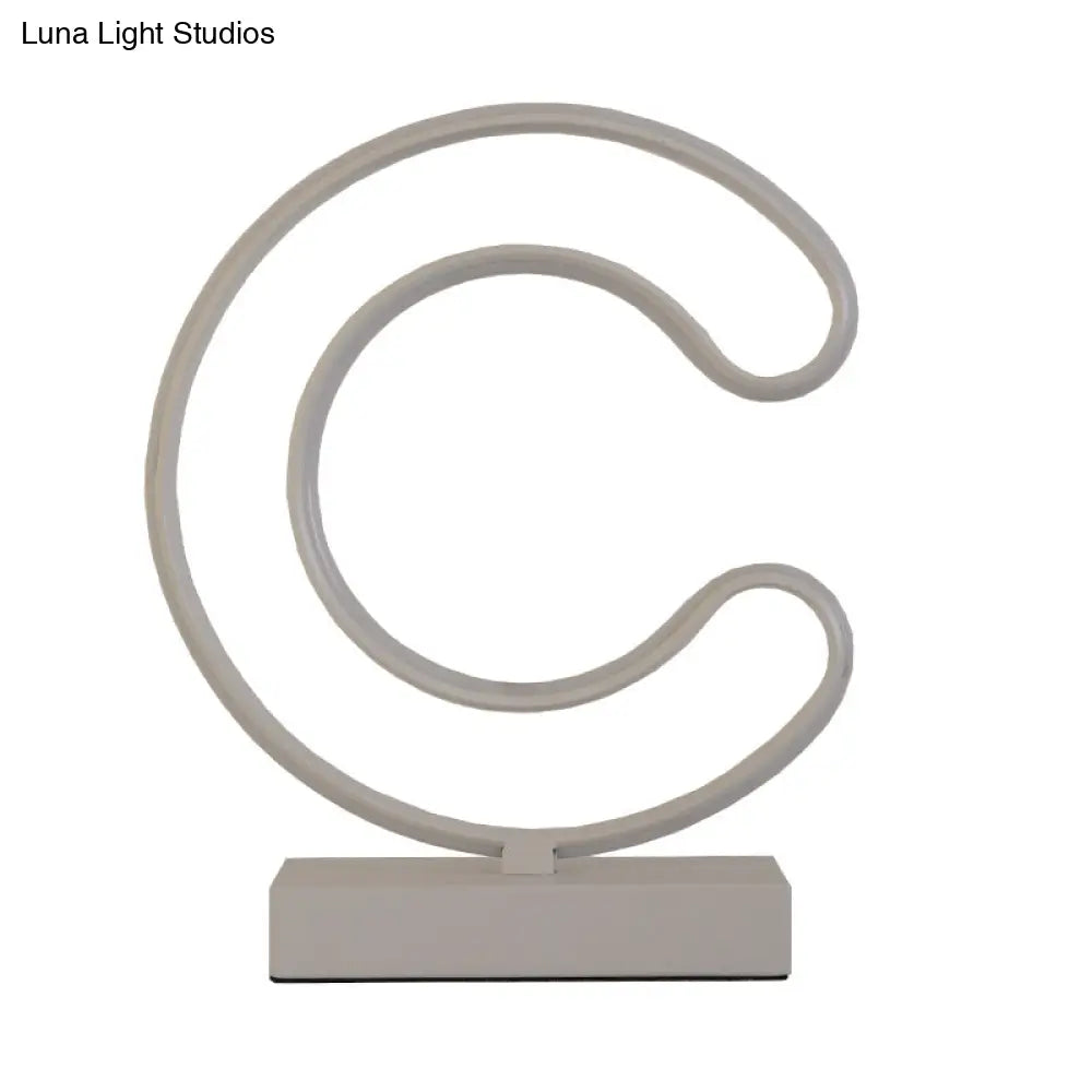 Contemporary Led Nightstand Lamp - White Curvy Book Light With Acrylic Shade Warm/White Option