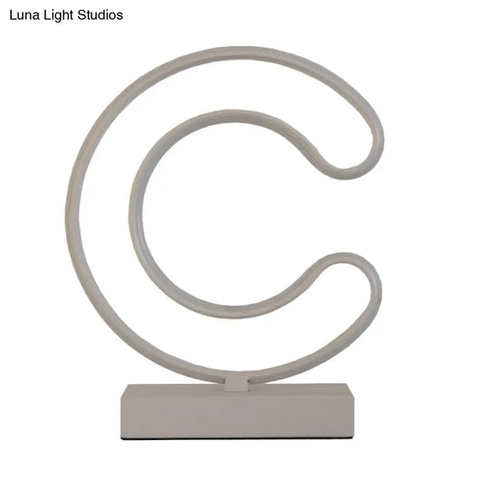 Contemporary Led Nightstand Lamp - White Curvy Book Light With Acrylic Shade Warm/White Option