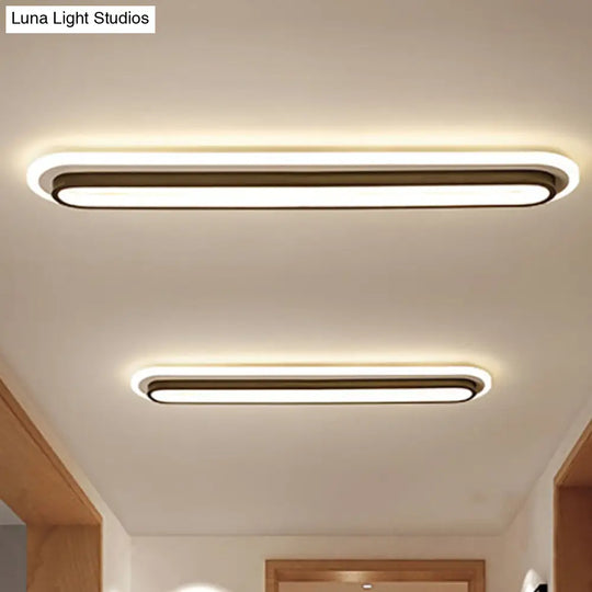 Contemporary Led Oval Ceiling Light With White/Warm Acrylic Diffuser - 19/23/31 Wide