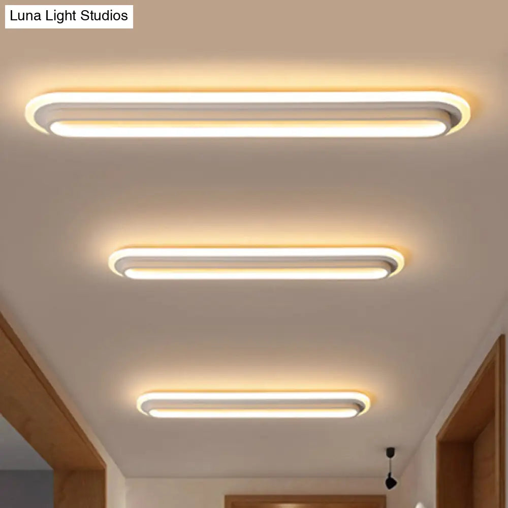 Contemporary Led Oval Ceiling Light With White/Warm Acrylic Diffuser - 19/23/31 Wide