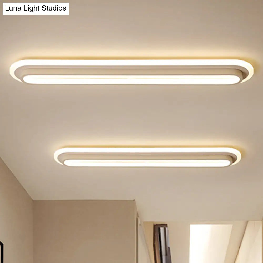 Contemporary Led Oval Ceiling Light With White/Warm Acrylic Diffuser - 19/23/31 Wide