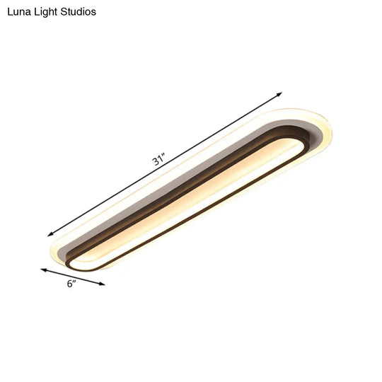 Contemporary Led Oval Ceiling Light With White/Warm Acrylic Diffuser - 19/23/31 Wide