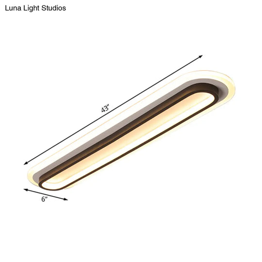 Contemporary Led Oval Ceiling Light With White/Warm Acrylic Diffuser - 19/23/31 Wide