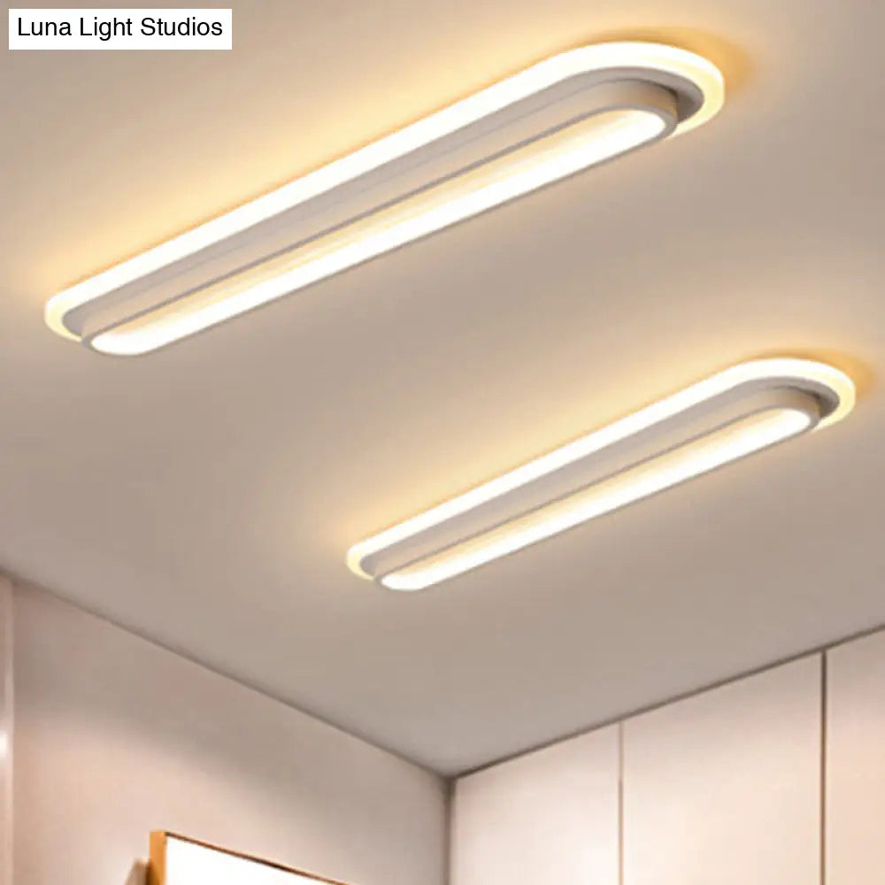 Contemporary Led Oval Ceiling Light With White/Warm Acrylic Diffuser - 19/23/31 Wide