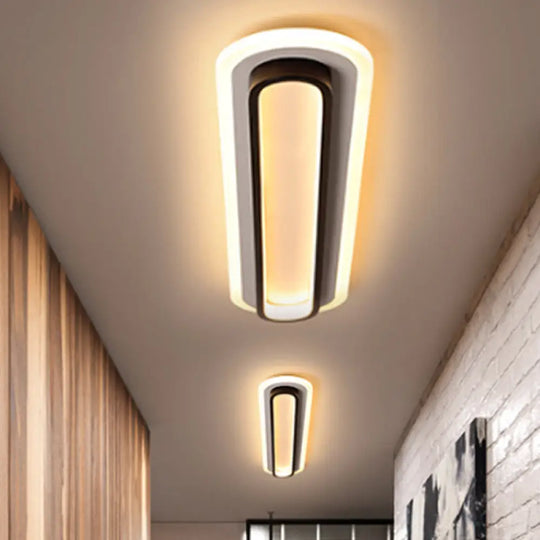 Contemporary Led Oval Ceiling Light With White/Warm Acrylic Diffuser - 19/23/31 Wide Black / 19 Warm