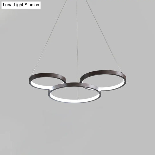 Contemporary Led Pendant Chandelier 3/4/5-Tiered Halo Ring Design Brown Finish Acrylic Shade