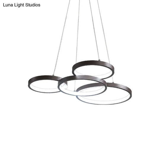 Contemporary Led Pendant Chandelier 3/4/5-Tiered Halo Ring Design Brown Finish Acrylic Shade