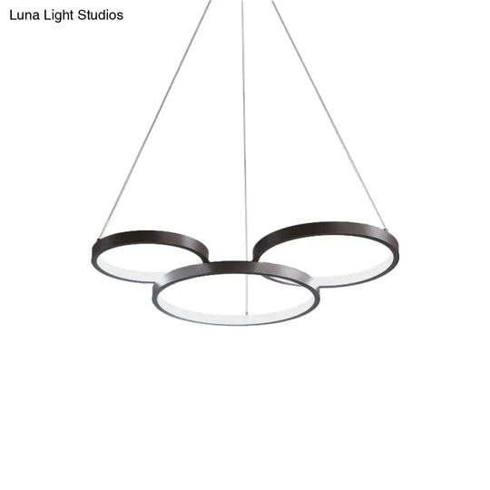 Contemporary Led Pendant Chandelier 3/4/5-Tiered Halo Ring Design Brown Finish Acrylic Shade