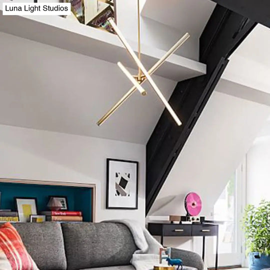 Contemporary Led Pendant Chandelier - Metallic Suspension Light For Living Room 3 Bulbs