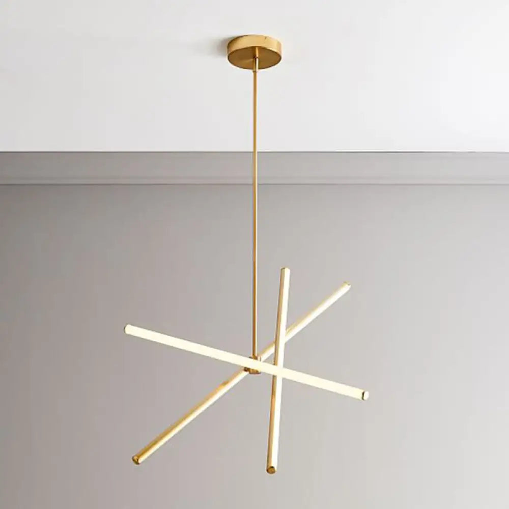 Contemporary Led Pendant Chandelier - Metallic Suspension Light For Living Room 3 Bulbs Gold