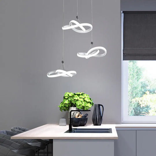 Contemporary Led Pendant Chandelier: Seamless Metal Suspension Light In Warm/White White /