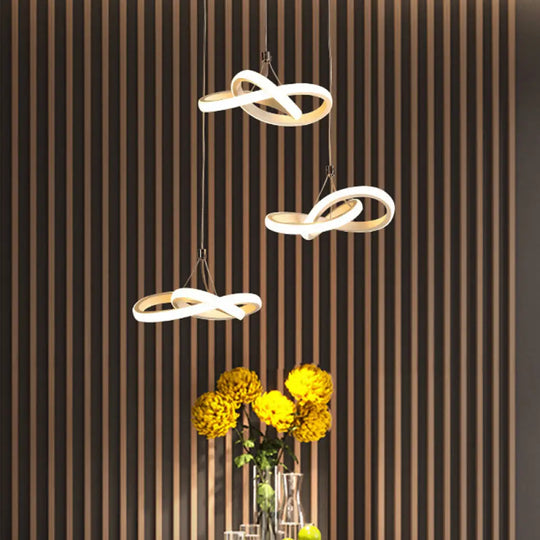 Contemporary Led Pendant Chandelier: Seamless Metal Suspension Light In Warm/White White / Warm