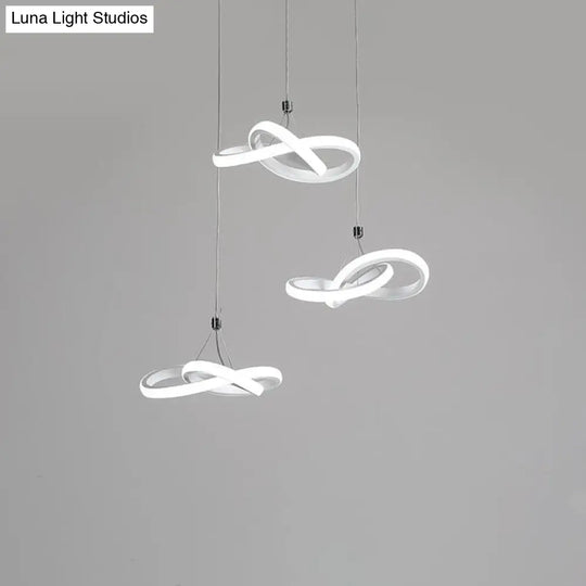 Contemporary Seamless Metal Led Pendant Chandelier In White Warm/White Light