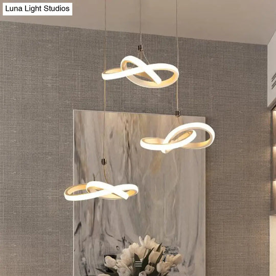 Contemporary Seamless Metal Led Pendant Chandelier In White Warm/White Light