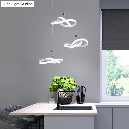 Contemporary Seamless Metal Led Pendant Chandelier In White Warm/White Light /