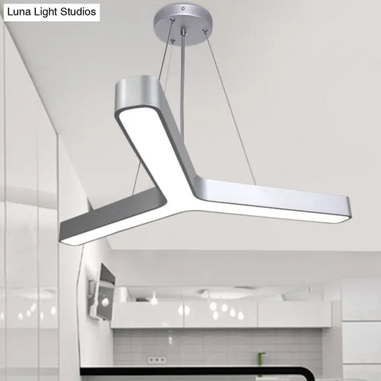 Contemporary Led Pendant Lamp For Gymnasium - Metal Y-Shaped Ceiling Light