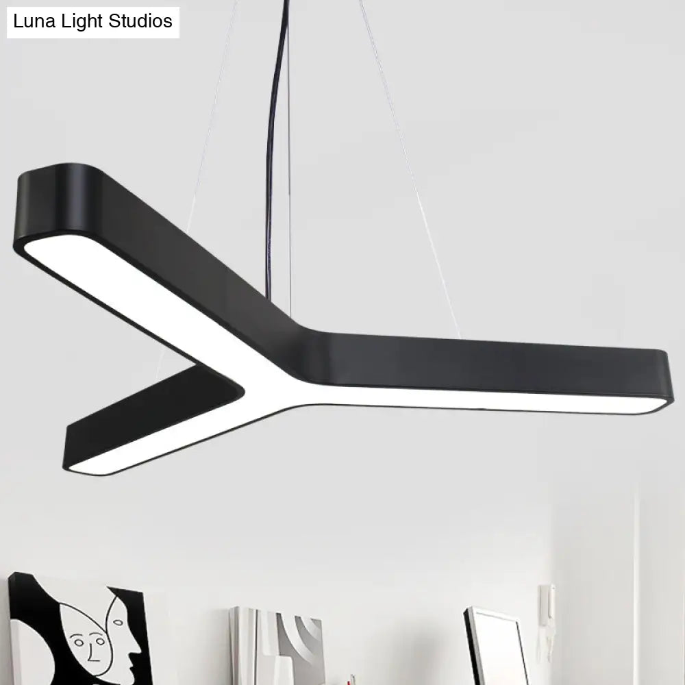 Modern Y-Shaped Led Pendant Light For Gymnasium Ceiling Black / 23.5